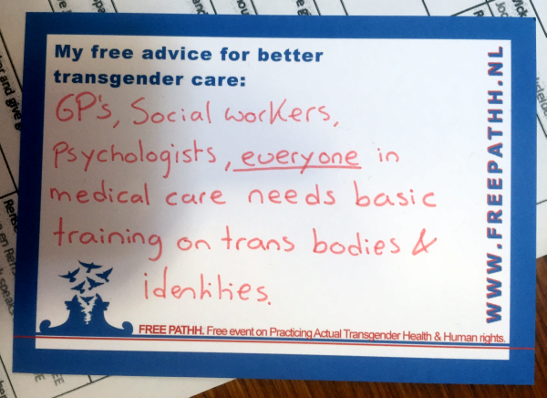 Huisartsen, maatschappelijk werkers, psychologen, iedereen in de medische zorg heeft een basistraining over translichamen en -identiteiten nodig.