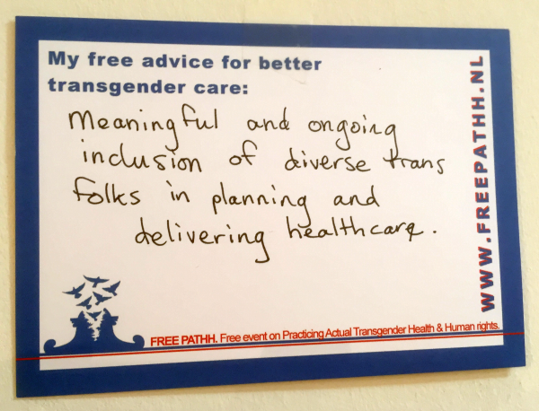 Meaningful and ongoing inclusion of diverse trans folks in planning and delivering health care.